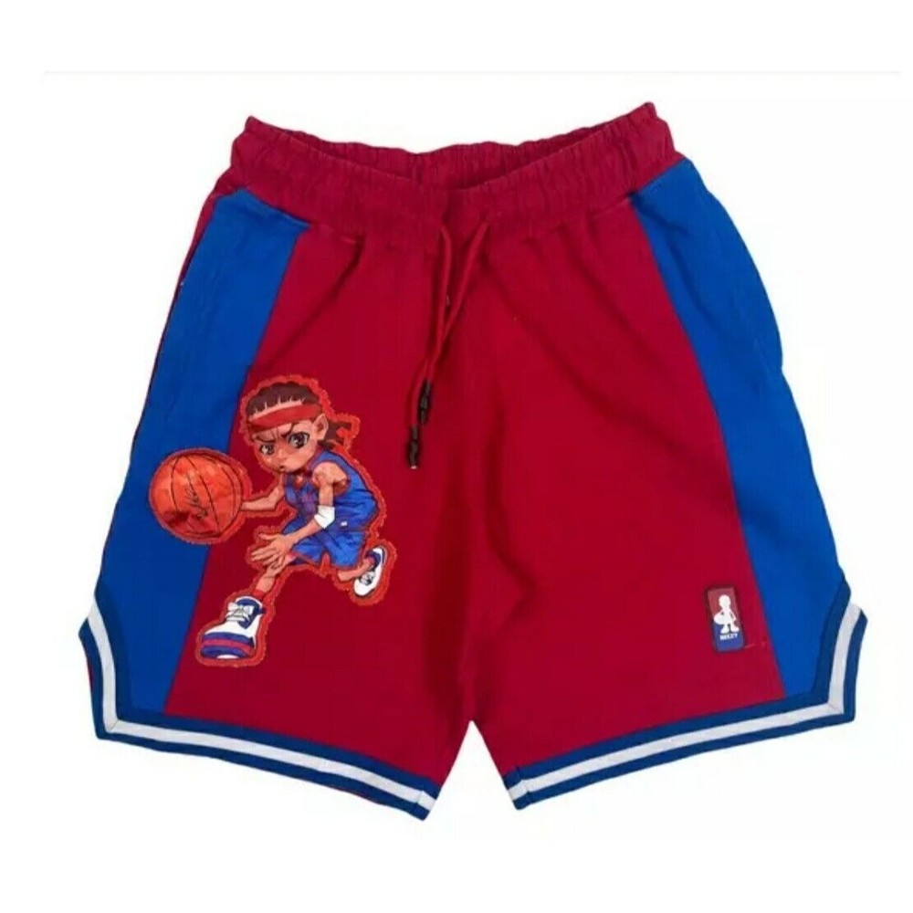 Virtual Threads Men's Embroidered Boondocks Riley Red Basketball Shorts New.